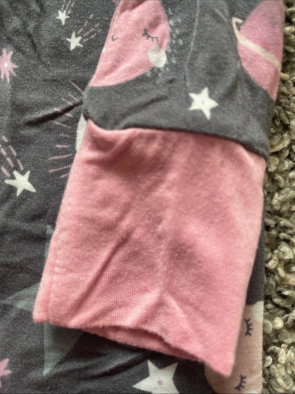 Little Sleepies Pink & Gray Space Moon One-Piece Pajama - Size 3-6 months